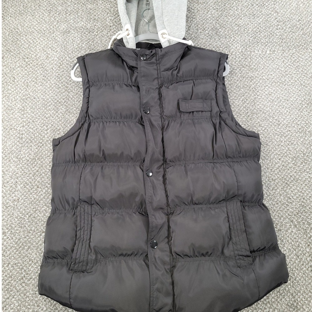 Wantdo Mens Puffer Vest with Detachable Hood Black Quilted Gilet Large Outdoors